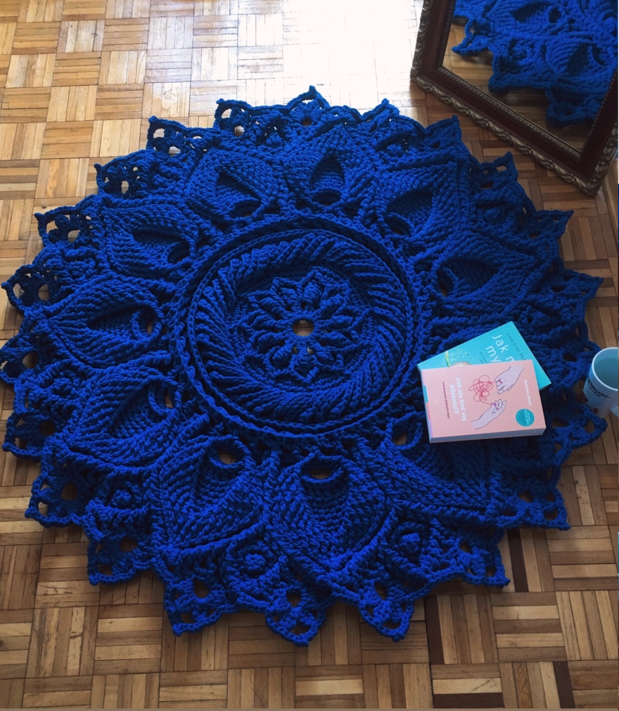Dywan Ulita 3D Handmade ze sznurka bawełnianego w kolorze chabrowym